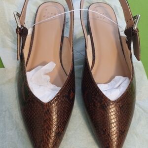 A New Day Women's Snakeskin Brown Slingback Heels Sz 9